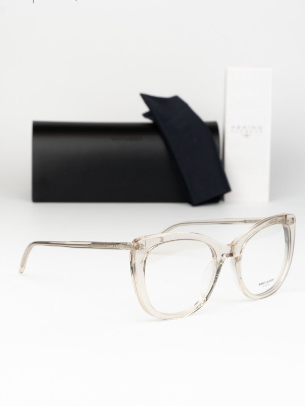 Saint Laurent Women Eyeglasses Transparent Beige Cat Eye SL778 004 NEW AUTHENTIC